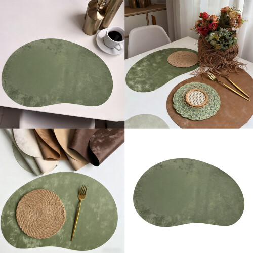 Schützendes Esszimmer-Tischset, PU-Cashew-förmige- Grün 2