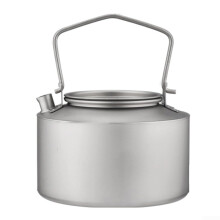 Titanium teapot, 980 ml, portable, camping cookware with foldable handle, for outdoor brewing, coffee, hiking (frosted style)