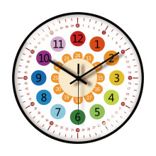 20.3 cm large cartoon wall clock for kids, early education, time telling, black frame 3032