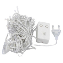 (As show, One size) 8.5M 100LED EU Plug AC220V Music Light String for Festival Christmas Decoration Warm White