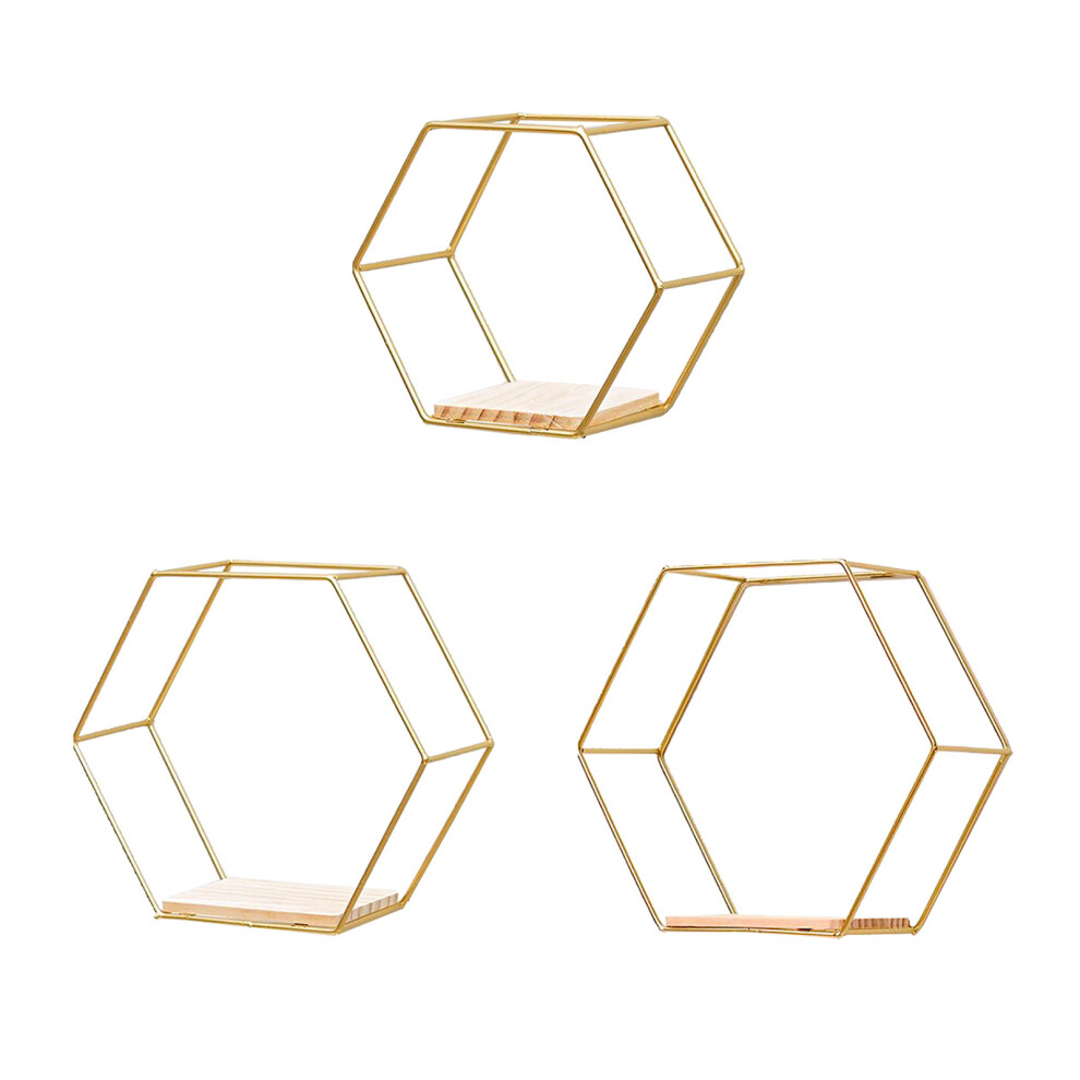 Easy Install Floating Shelves, Hexagonal Wall Shelves With Modern Chic Style Decorative Shelves For Any Room, Set Of 3 Size 9009791887396