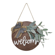 Eco-Friendly Welcome Sign, Front Door Decoration, Rustic Wood Wreaths, Hanging Gift for Spring Summer Fall All Seasons Holiday