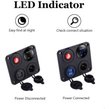 Multifunkční panel 4v1, duální USB nabíječka pro auto, nákladní automobil, karavan, loď, obytné vozy, LED voltmetr, bezpečnostní ochrana,