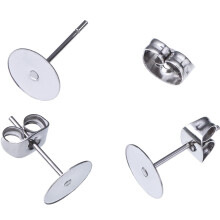 Ensemble d'apprêts pour boucles d'oreilles, apprêts hypoallergéniques, tiges de boucles d'oreilles en acier inoxydable avec coussinet plat et