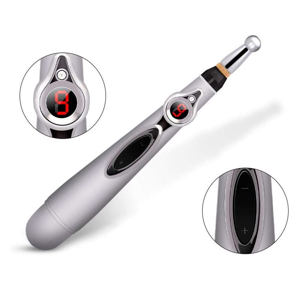 Electronic Acupuncture Pen, Magnetic Healing Device, Massage Pen with Nine Intensity Modes, Battery Operated for Portable Pain Relief