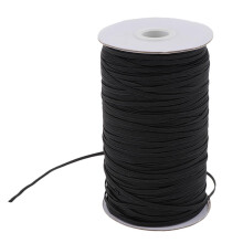 Flat Stretch Elastic for Crafting, Comfortable Breathable Cord with Long Lasting Stretch, Suitable for Sewing and DIY Projects (Black)
