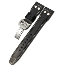 IWC Big Pilot Watch Spitfire Le Petit Prince Calfskin Strap, 20 mm, 21 mm, 22 mm, Riveted Leather Strap Black White Smooth 21 mm