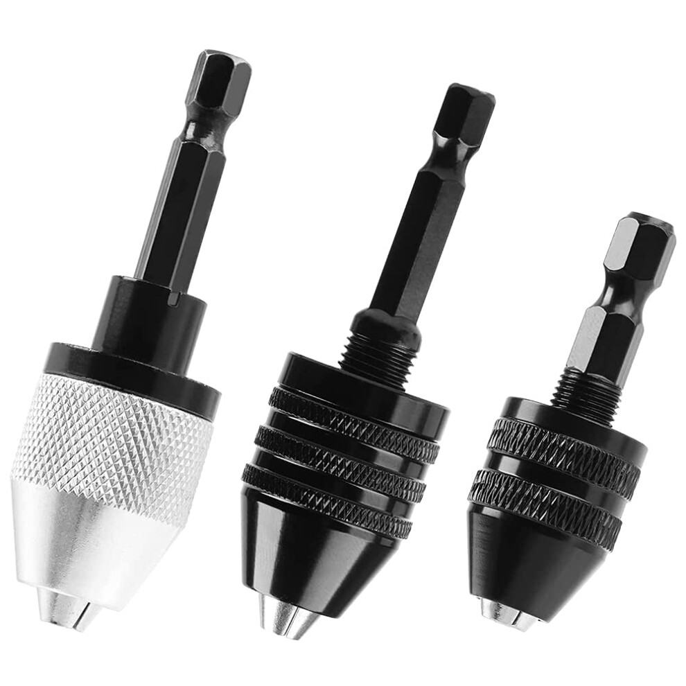 Keyless Drill Chuck Quick Change Adapter 1/4 Inch Hex Shank, 3Pack For Impact Drills 9365049944229