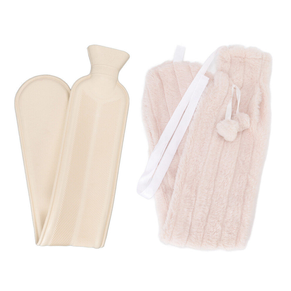 Comforting Warmth, Durable Rubber Hot Water Bottle, Leak-Proof Lid & Safe Usage, Soft Fluffy Cover for Cozy Relaxation, Extra Long & Large Capacity fo