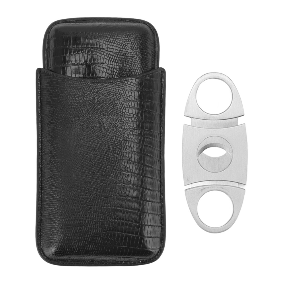 Travel Cigar Holder & Cutter Set - Elegant and Durable Leather Design