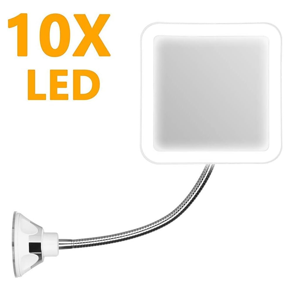 Magnifying Mirror with Flexible Gooseneck, LED Illumination for Accurate Makeup Application, Power Locking Suction for Secure Hold, Portable Cordless
