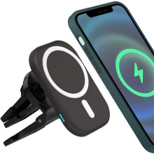 Sikker magnetisk lås til magnetisk trådløs biloplader, 360 rotation kompatibel med iPhone-serien Qi hurtigopladning