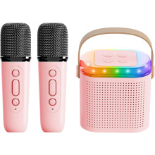 Mini Karaoke Machine for Kids, Portable Karaoke Machine with 2 Bluetooth Microphones, Toy, Gifts for 314 Years Old Girls Boys (Pink) rose
