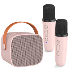 Portable Bluetooth Karaoke Speaker with 2 Wireless Microphones for Kids Adults
