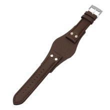 leather strap for Fossil CH2592 CH2564 CH2565 CH2891 CH3051, 22 mm, men's traystyle bracelet with rivet design, brown silver 22 mm