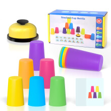 Sports Stacking Cups, Quick Stacks Cups for Children and Adults, includes 12 Speed Cups, 50 Cards, and 1 Call Bell