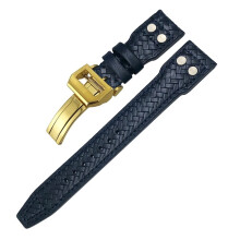 leather watch strap, riveted, 20 mm, 21 mm, 22 mm, for IWC Big Pilot Portugieser Pilot IW3777, calfskin bluegold, square 22 mm.