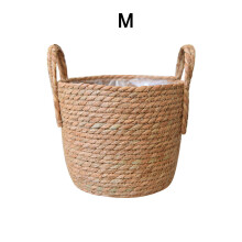 Coș împletit multifuncțional, coș decorativ de depozitare pentru dormitoare de camere de copii, ghiveci de paie cu diametrul de 19 cm și