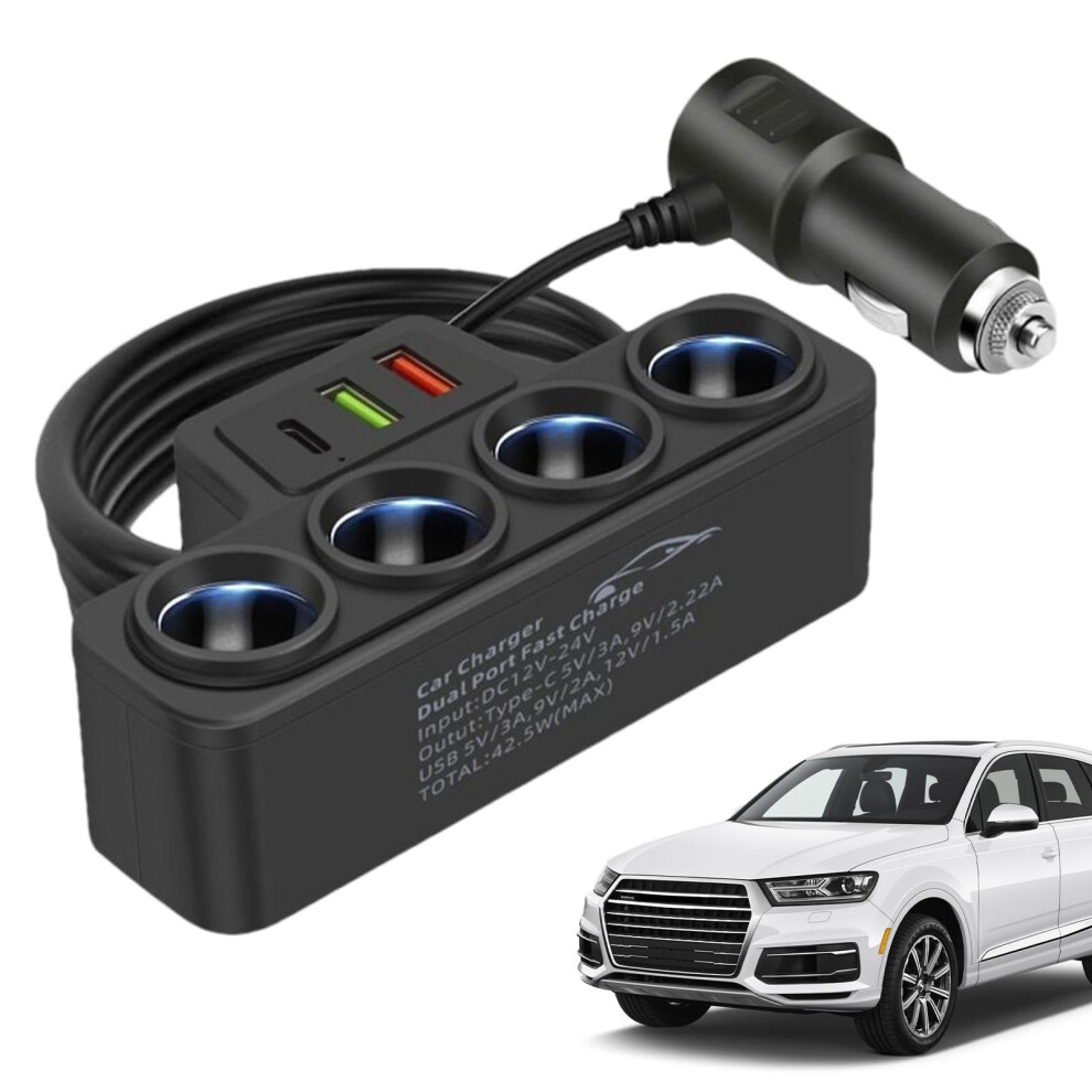 Multiport Car Charger 1 To 4 Port Adapter, Vehicle Charging Port Extender For Efficient Car Charging Station 9365049947190