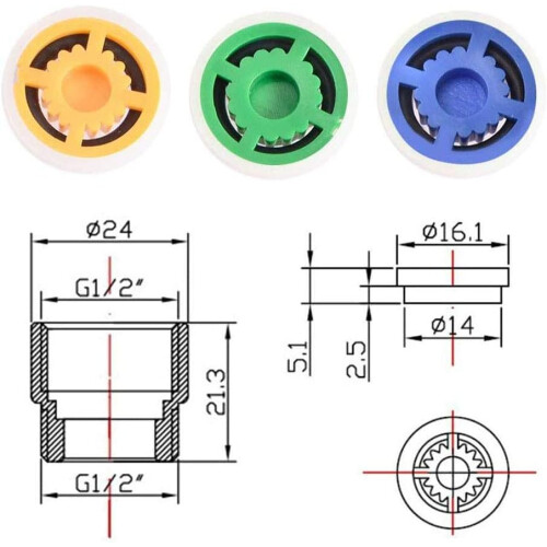 Multi-Color Differentiation Water Flow Saver, Shower Flow Reducer for Easy Selection, Wide Application Scope in Various Settings 2