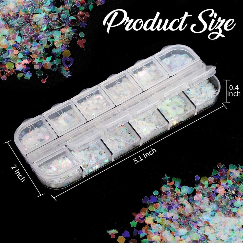 Aurora Foil Sequins For Your Nails, Holographic Iridescent Flakes Paillettes Designs, Easy To Apply Unique Nail Look, Non-Toxic Safe Material For