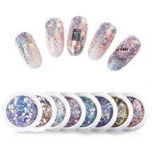 Pó iridescente para unhas, ideal para maquiagem de sereia, suprimentos para nail art, seguro para a pele, glitter grosso, multiuso (8 unidades,