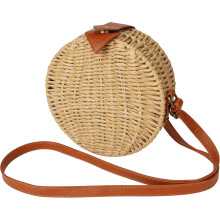 Sommerstrandtaske til kvinder, let og holdbar stråtaske med håndlavet boheme rundt design, crossbody-stråpunge med naturlig elegance