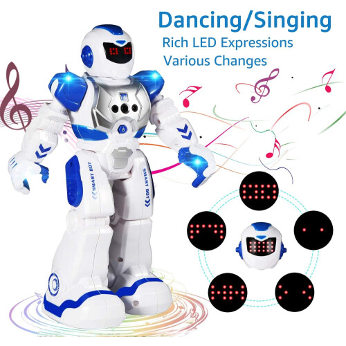 Interactive Robot Toy, Programmable With Gesture Sensing Control, Infrared Remote, Singing Dancing Walking, Educational STEM Toy, Rechargeable Kit, 2