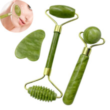 Entspannung & Strahlkraft, Natürliches Jade-Roller-Trio, Anti-Aging-Gesichtsgerät, Fördert die Kollagenproduktion, Minimiert Schwellungen,