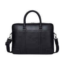 Leather Handbag, Laptop Bag for Men, Large Capacity, Casual Briefcase, Shoulder Bag for Business Work, Black, Large, black