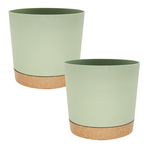 Flowerpot Automatic Water Absorption Round Double Layer-Green