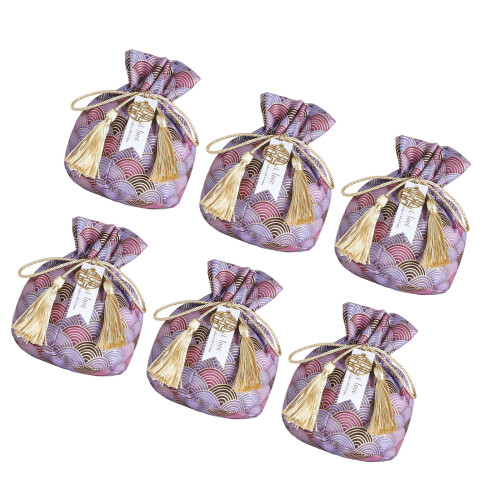 Durable Velvety Drawstring Party Favors-Purple Cloud Pattern
