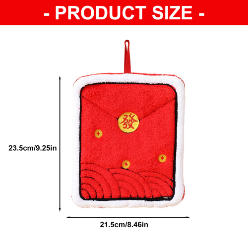 Soft Corals Fleece Bath Towel Secure Hanging Loop-Red envelope 2