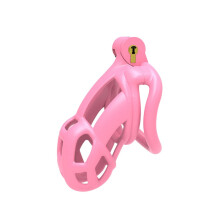Pink Male Chastity Cage Locking Kit With 4 Arc Rings For Men L Size Gay Adult Sex Toy