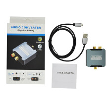 Digital to Analog Audio Converter 192kHz 24bit Optical SPDIF to RCA and 3.5mm Noise USB Powered