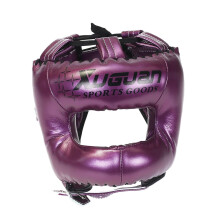 Boxing Headgear Face Shield Ventilated Adjustable Padded Head Protection For Sparring Taekwondo MMA Training Purple M