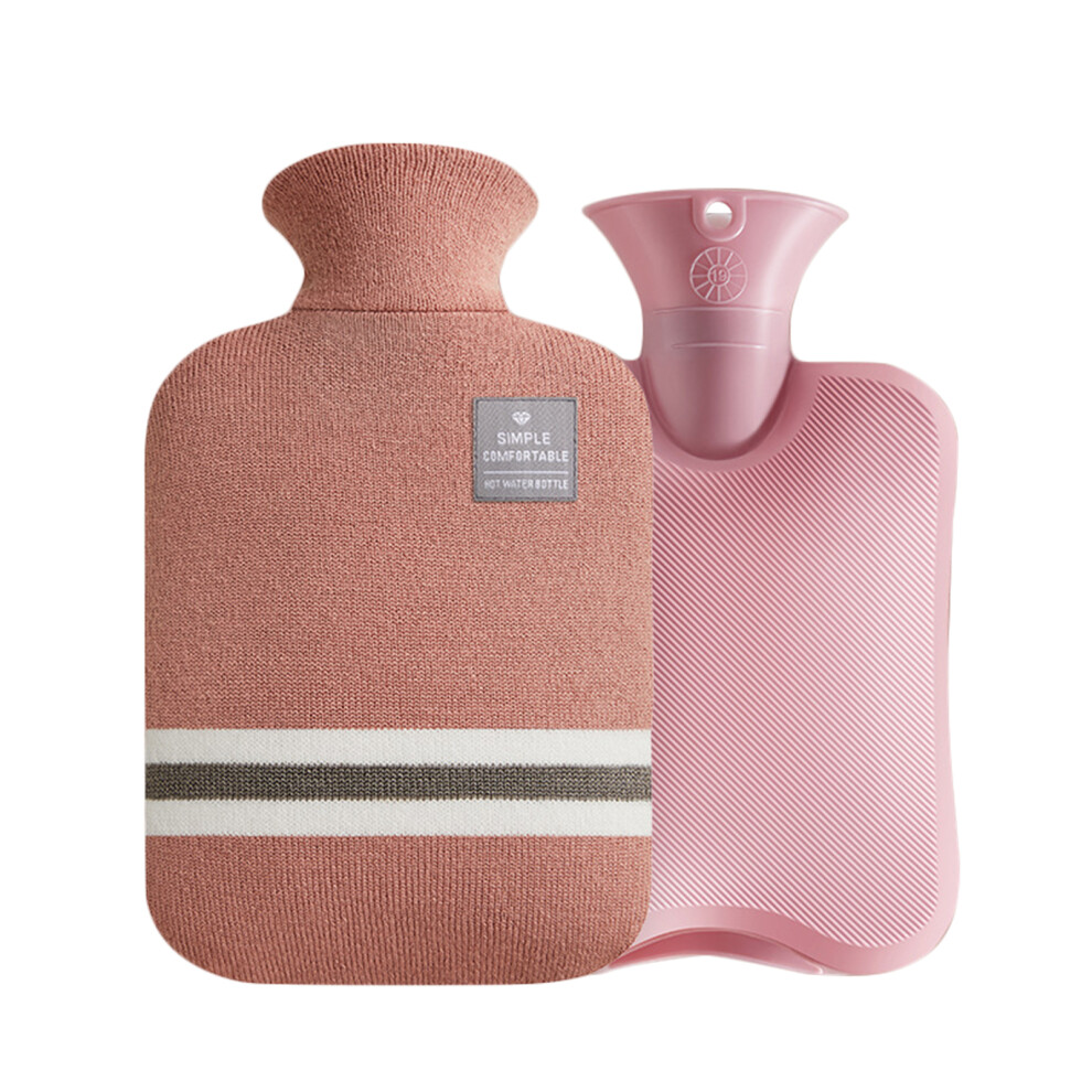 PVC Material Heat Retention Hot Water Bottle, Classic Striped Cover for Menstrual Cramps Relief, Eco Non-Toxic and Safe to Use for Hot Cold Therapy