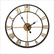 Big Roman Numerals Giant Open Face Metal Large Outdoor Garden Wall Clock Gold Finish 24 Inch 60 Cm