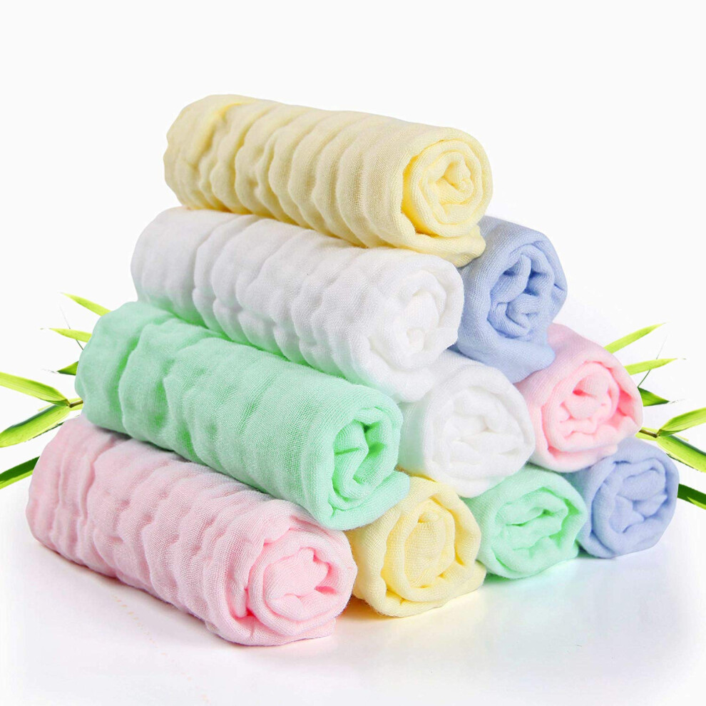 Ultra Soft Baby Muslin Washcloths, Organic Cotton Towels for Sensitive Skin, Highly Absorbent & Multipurpose Baby Shower Gift, 10-Piece
