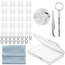 Conjunto de plaquetas nasais de silicone com câmara de ar e rosca, feitas de policarbonato rígido que não amarela, para óculos de grau e óculos