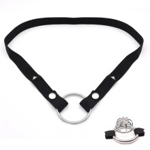Chastity Cage Belt Adjustable Elastic Band With O Ring AntiSlip Lock Attachment For Men's Penis Ring