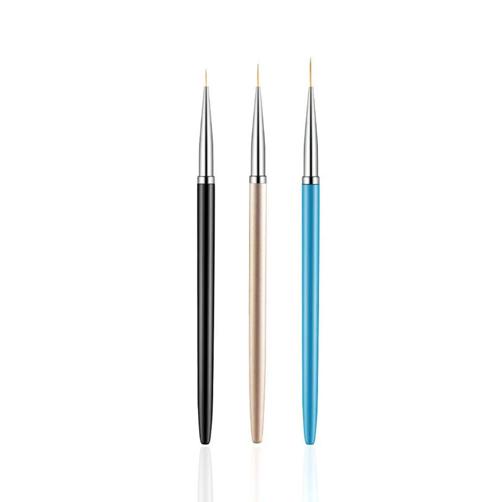 Metal Handle Nail Drawing Pens, Convenient Design for Quality and Durable Brushes, Functional Nail Art Brush Set for Acrylic Nail Art (3PCS)