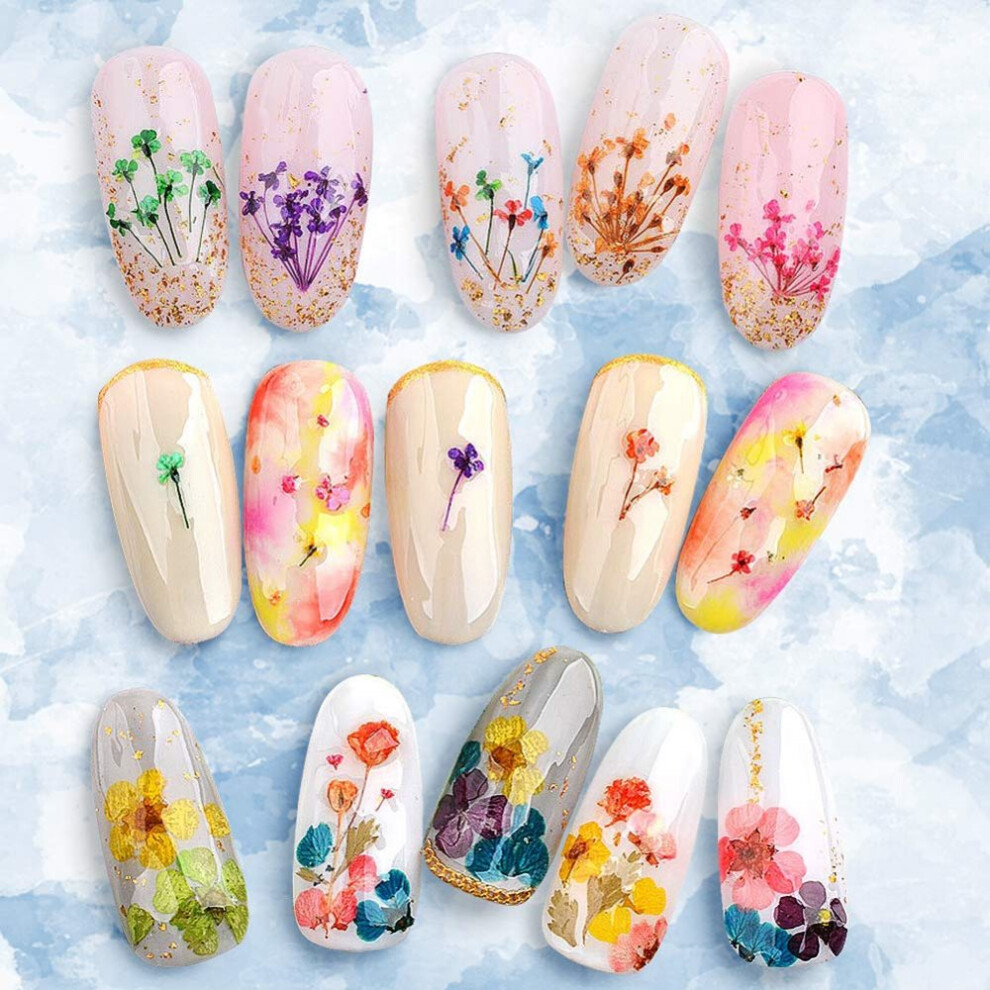 Versatile Real Flowers for Creative Manicure Decor, Dried Flowers Nail Art Set for Resin Jewelry & Phone Case Embellishments, DIY Art Crafts, 3D