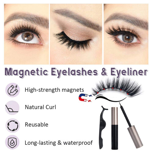 Ψεύτικες βλεφαρίδες 3D με μαγνητικό eyeliner, εύχρηστες επαναχρησιμοποιούμενες 1