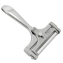 Osteskjærer i rustfritt stål med belagt aluminiumshåndtak, inkludert reservetråder. Håndholdt osteskjærer for halvharde og harde oster.