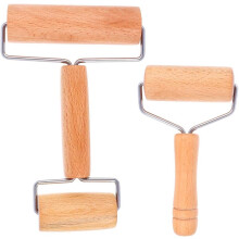 Rodillo antiadherente para masa, utensilios de cocina para hornear en casa, utensilio de cocina multifuncional con madera de haya natural, diseño
