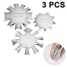 Artigianalità francese, precisione in acciaio inossidabile: set di 3 taglia-cucchiai ovali multi-forma per french manicure, taglia-cucchiai