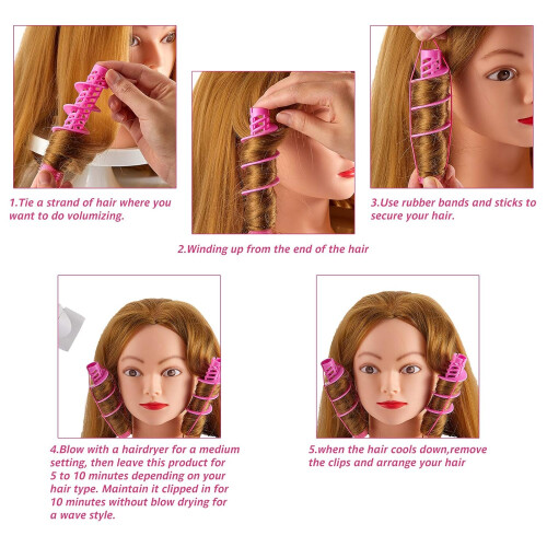 Kit com 12 rolos de cabelo rosa com escova flexível ventilada, compatível com todos os tipos de cabelo, para um penteado sem esforço. 1