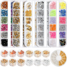 Vielseitiges Schmuckbastelset, dekorative glänzende, klare Strasssteine, Kristalle und Diamanten, flache Edelsteine für kreative Projekte (12