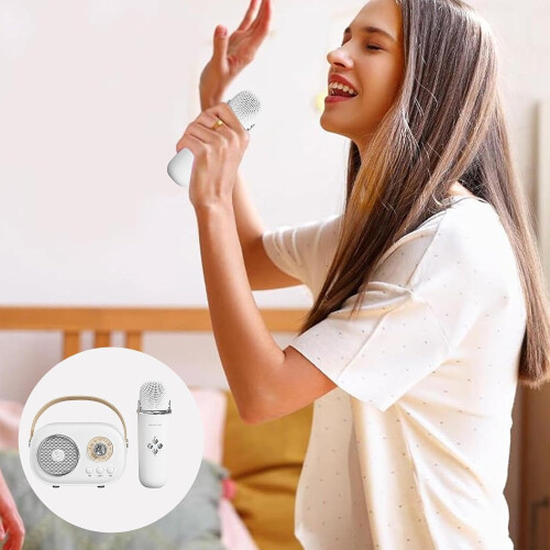 Portable Karaoke Speaker  Multifunctional Karaoke System  Small Karaoke Machine White 1